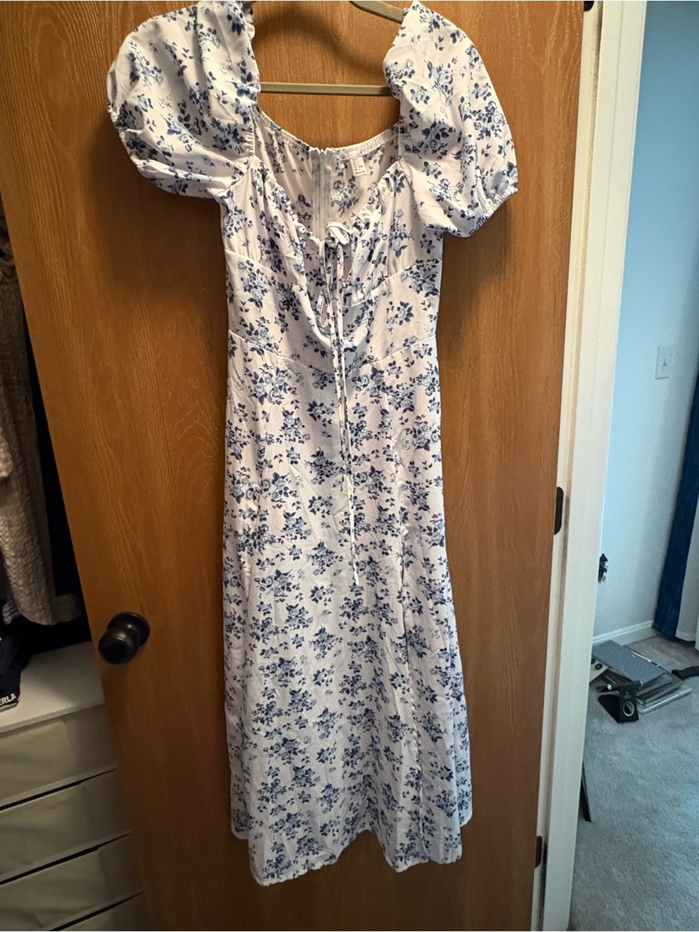 Blue and White Floral Midi dress
